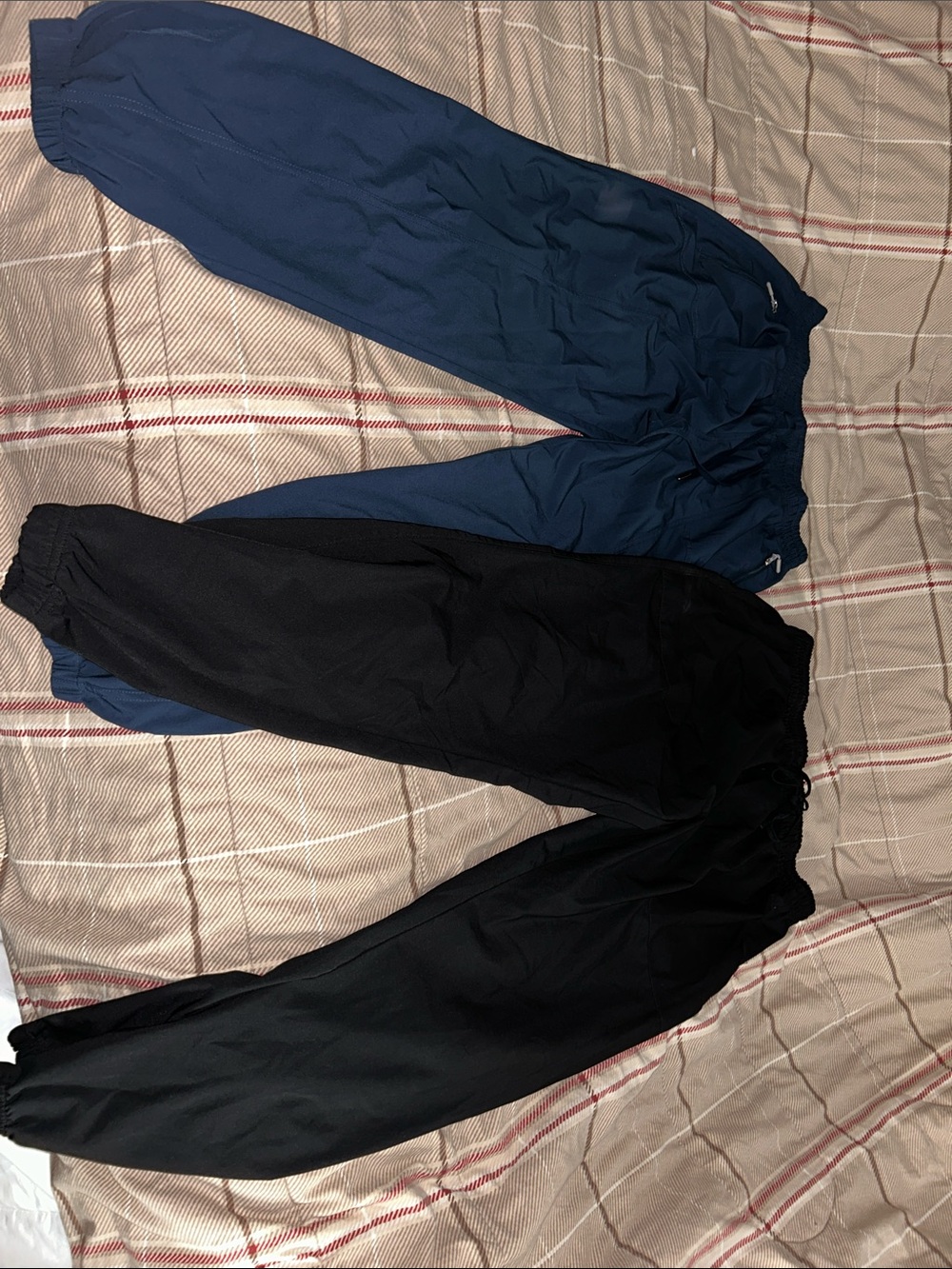Navy and Black Elastic Waist Drawstring Jogger Pants
